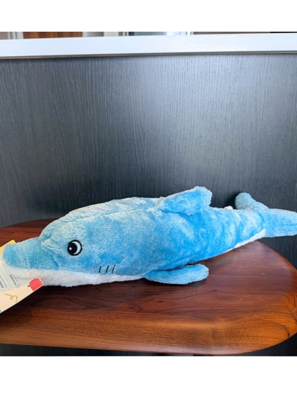 ZippyPaws Jigglerz Dolphin Dog Toy Blue Plush Squeaky Jiggler Interactive New